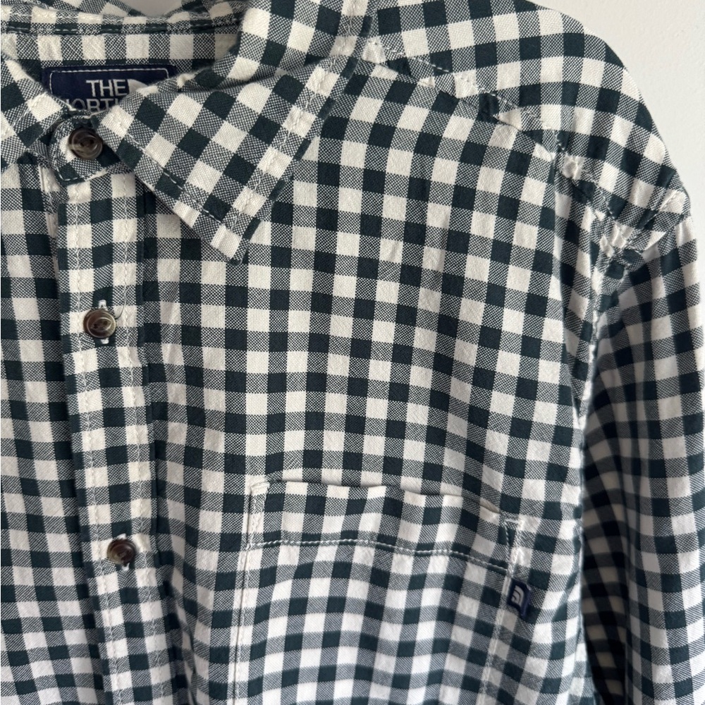 North Face Mens Large Green White Outdoors Button Up Casual Hiking Cotton Adult
